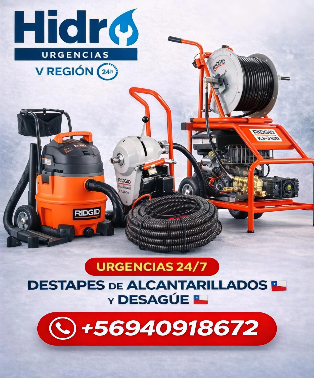 Equipo RIDGID K-1500 para colectores y cámaras sanitarias